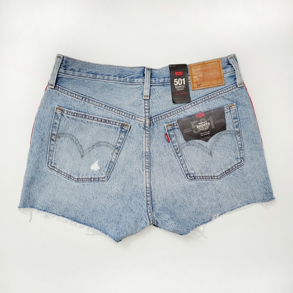 Levi's 501 High Rise Shorts Ripped Distressed - Picture 2 of 3